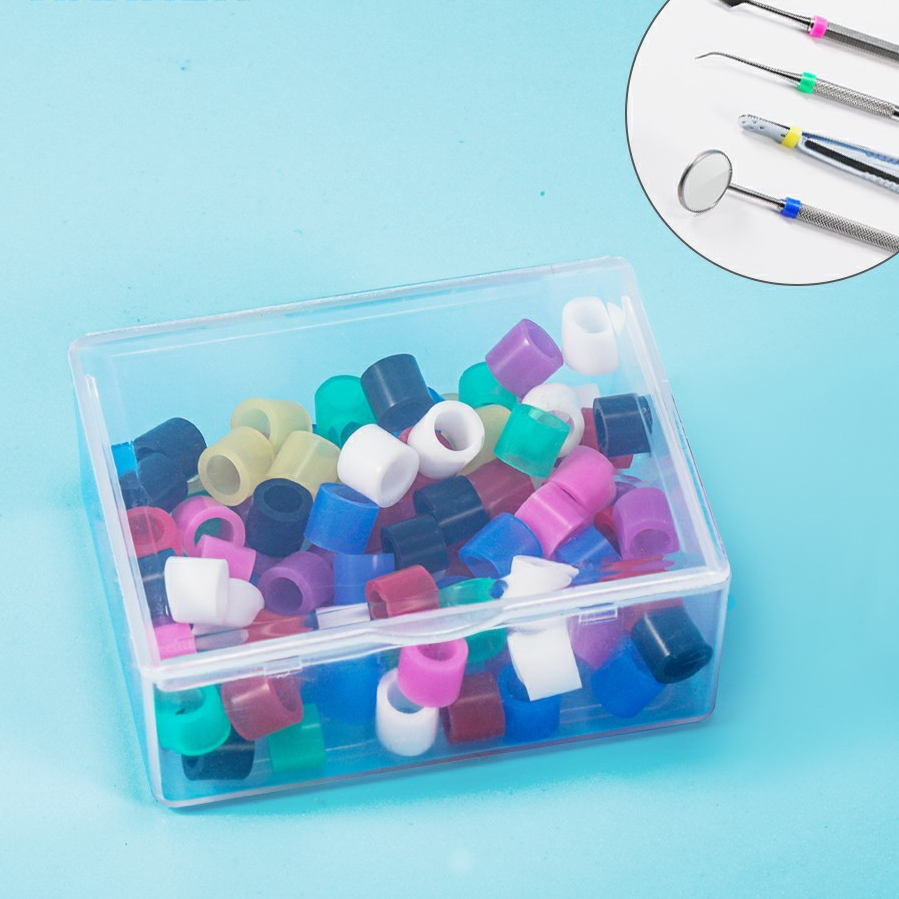 100 ชิ้น Colourful Code Ring Dental / Hygienist Instrument Silicone ...