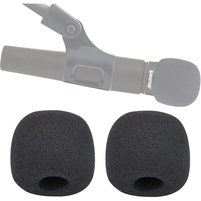 Lot De 2 Filtres Anti-pop (pop Filters) Pour Micro Shure SM58, PGA48, Beta58A - En Mousse Noire, Dimensions 7,6 X 6,5 Cm - Protection Contre Les Plosives Et La Poussière - 2
