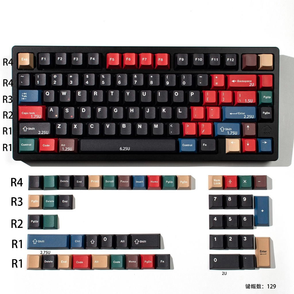 -LW- โคมไฟผสม R3 PBT Keycaps CHERRY Profile คีย์บอร์ดเครื่องกลปุ่มกด ...