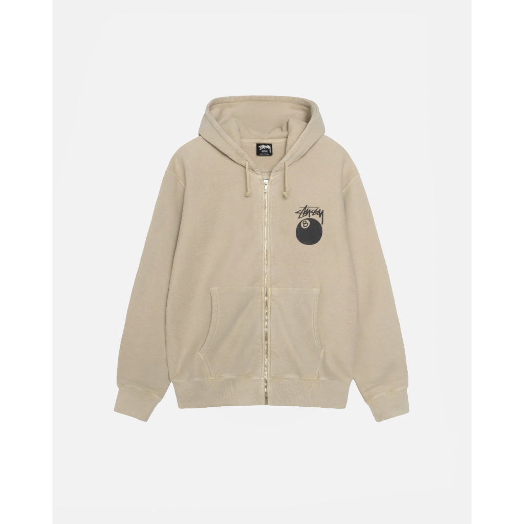 Stussy 8 Ball Pigment Dyed Zip Hoodie แท้ 100% สีดํา | Shopee Thailand