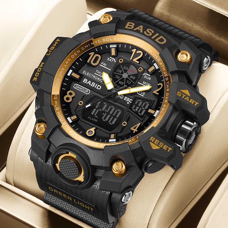 Basid 8803-2/ในสต็อก นาฬิกาผู้ชายปฏิทินนาฬิกาจับเวลาหรูหรานาฬิกาควอตซ์ ...