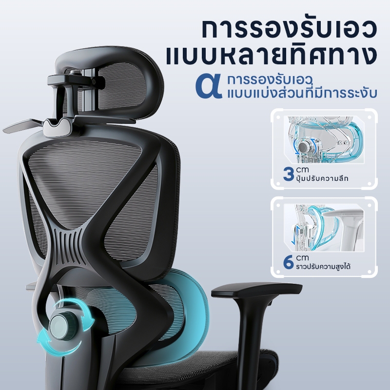 YISONG รุ่น W6001 เก้าอี้สีดำ เก้าอี้ทํางาน เก้าอี้เกมมิ่ง เก้าอี้สุขภาพ ฟังก์ชั่นคุ้มค่า การรองรับเอวที่ปรับได้ ขาเก้าอี้อะลูมิเนียมอัลลอยด์ที่รับน้ำหนักได้สูง