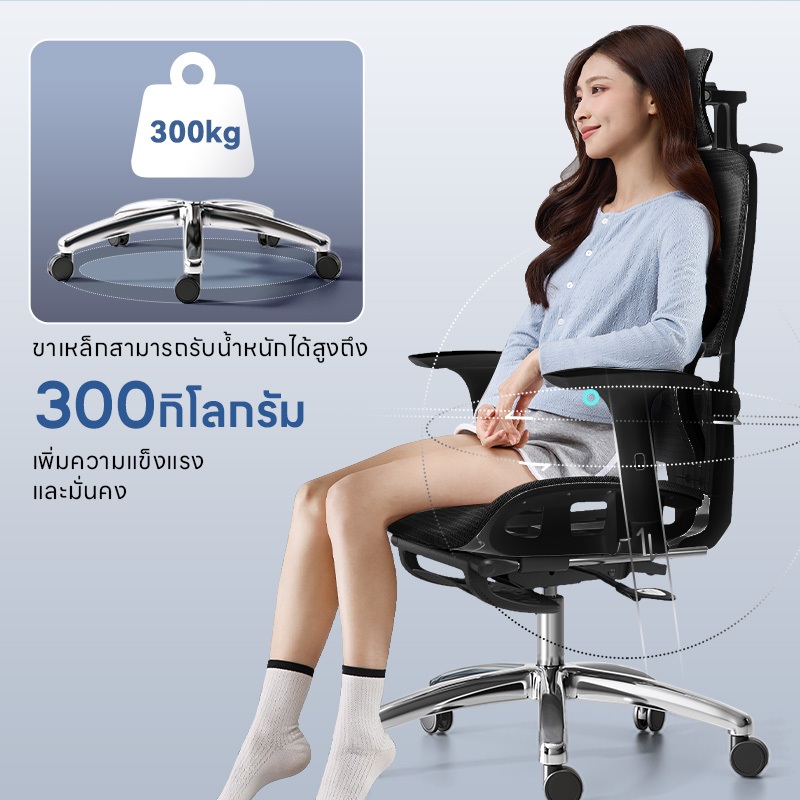 YISONG รุ่น W6001 เก้าอี้สีดำ เก้าอี้ทํางาน เก้าอี้เกมมิ่ง เก้าอี้สุขภาพ ฟังก์ชั่นคุ้มค่า การรองรับเอวที่ปรับได้ ขาเก้าอี้อะลูมิเนียมอัลลอยด์ที่รับน้ำหนักได้สูง