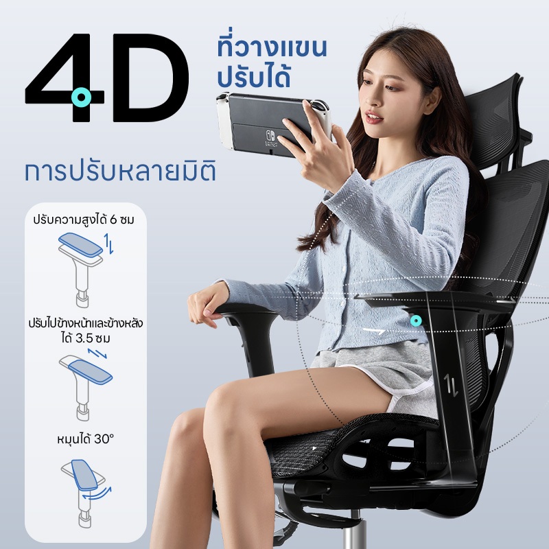 YISONG รุ่น W6001 เก้าอี้สีดำ เก้าอี้ทํางาน เก้าอี้เกมมิ่ง เก้าอี้สุขภาพ ฟังก์ชั่นคุ้มค่า การรองรับเอวที่ปรับได้ ขาเก้าอี้อะลูมิเนียมอัลลอยด์ที่รับน้ำหนักได้สูง