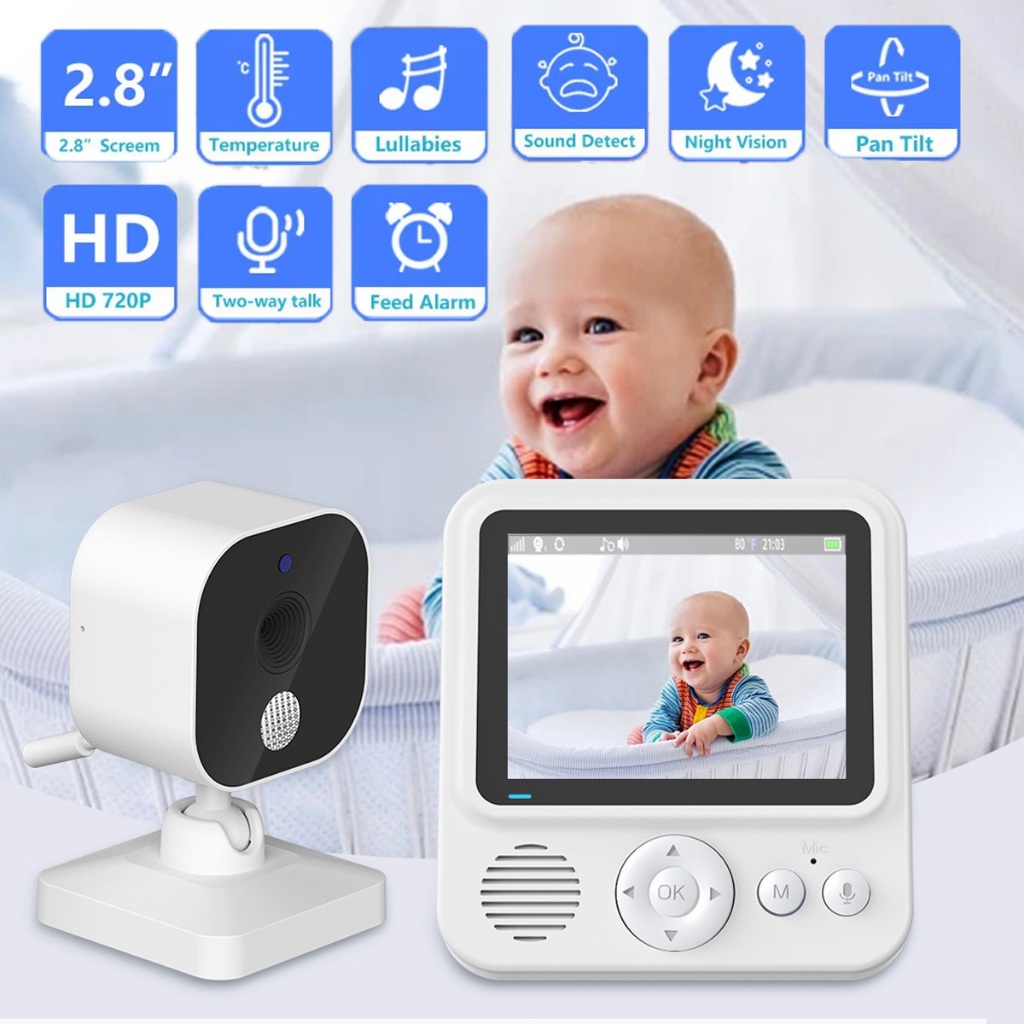 2.8 นิ้ววิดีโอ Baby Monitor 720P 4X ซูมกล้องเด็กสองทาง Intercom ...