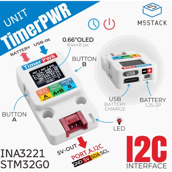 M5stack TimerPWR Unit Low Power Smart Charge/Discharge/Timer Switch/จอ ...
