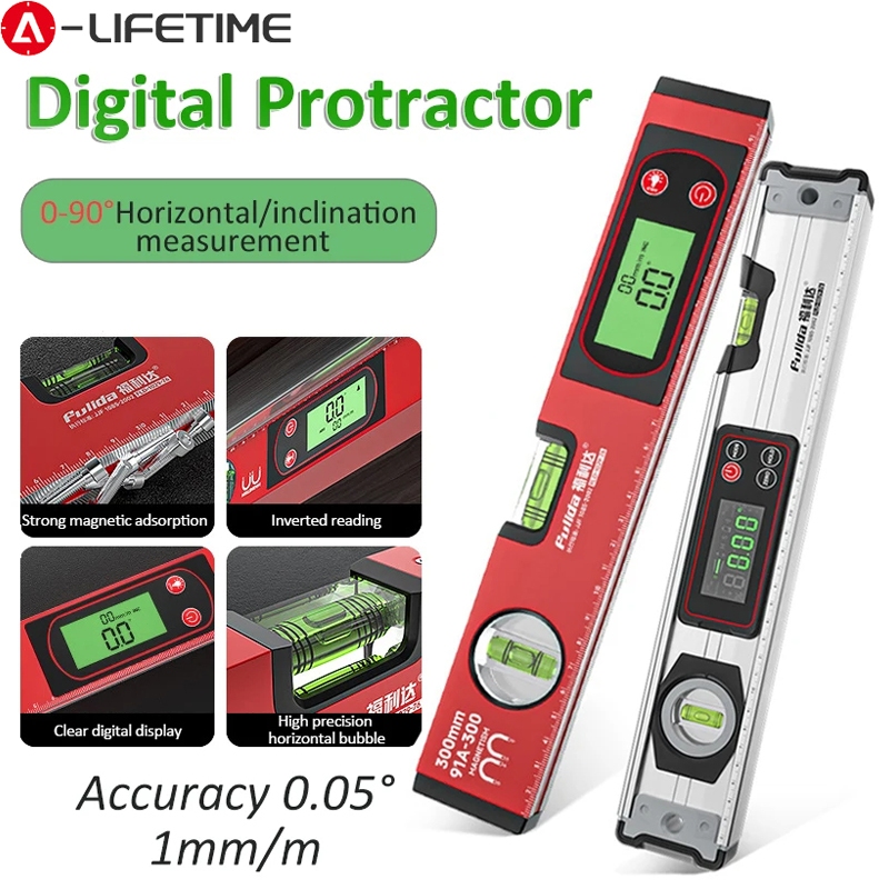 เครื่องค้นหามุมดิจิตอลเครื่องวัดมุม Inclinometer ระดับอิเล็กทรอนิกส์ 0 ...