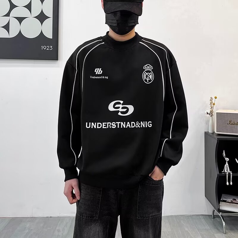 ลายพิมพ์คู่เสื้อกันหนาวอเมริกัน High Street Ruffian หล่อ High-End ...