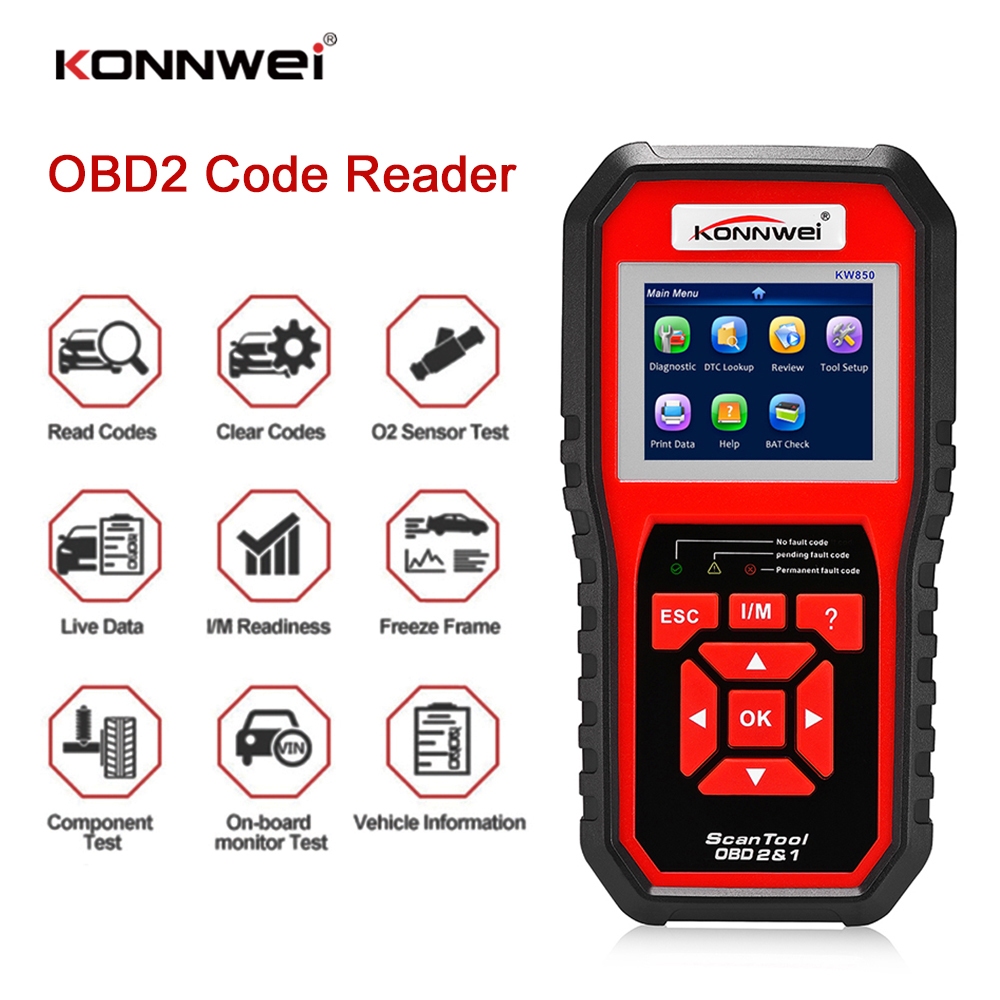 Konnwei 850 Universal OBDII Scanner Code Reader เครื่องมือเครื่องยนต์ ...