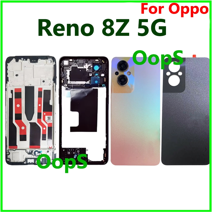 สําหรับ OPPO Reno 8Z 5G CPH2457 LCD ด้านหน้ากรอบกลาง Bezel ฝาหลัง ...