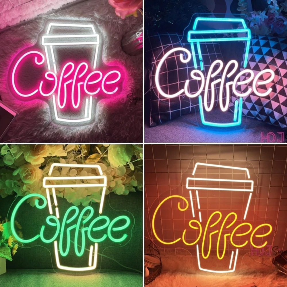 กาแฟนีออนไฟ Led ป้าย Cafe ร้านอาหาร Rest Room Decor Wall Art Neon Sign ...