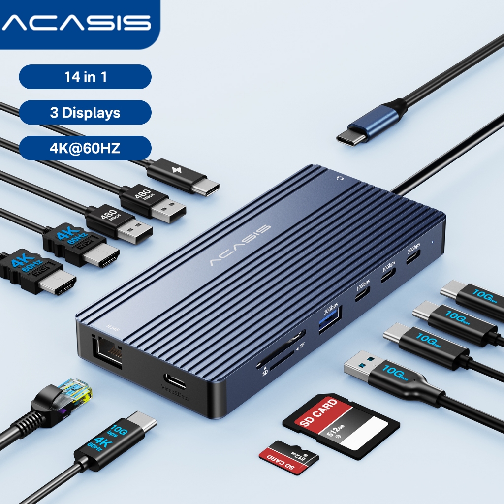 Acasis USB-c Desktop Docking Station (14-in-1)Docking Station Hub ...