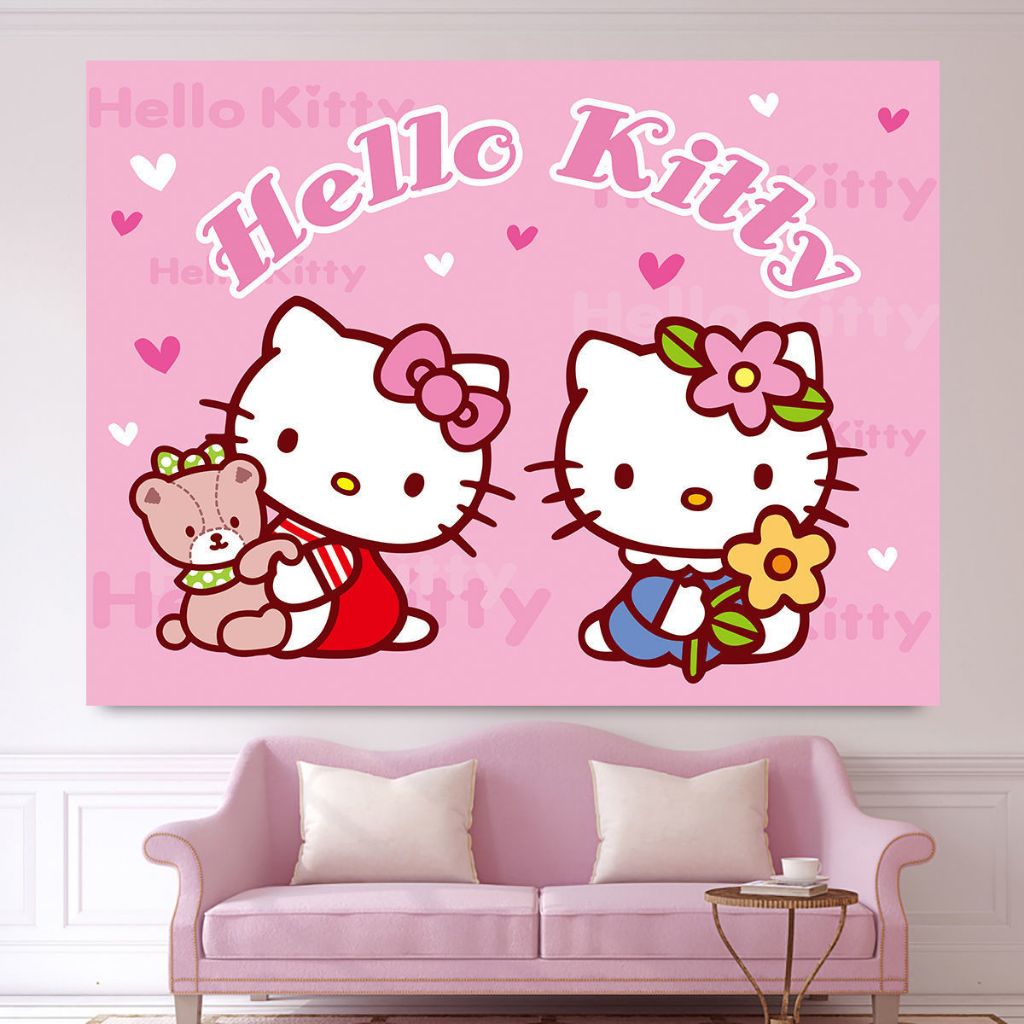 Hello Kitty น่ารัก Hello Kitty สาวหัวใจพื้นหลังผ้าห้องพักหอพักห้องนอน ...