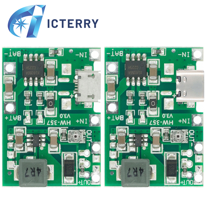j5019 โมดูล Step-up 3.7v to 4.5-18V พร้อมวงจรชาร์จ Type-C / micro usb ...