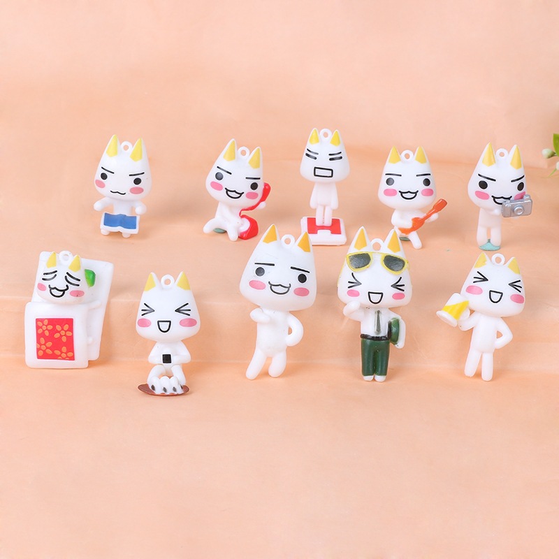 10 ชิ้น/เซ็ต Kawaii Toro Inoue Cat น่ารัก Action Anime Figurines รถตก ...