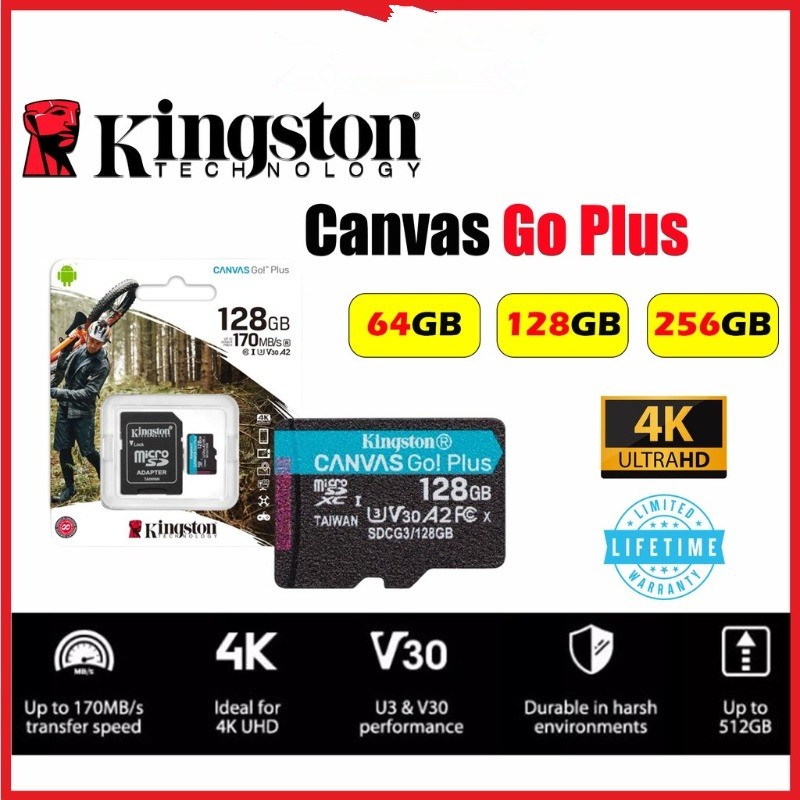 การ์ด Micro SD ของ Kingston Canvas Go Plus พร้อมอะแดปเตอร์ (64GB/128GB ...