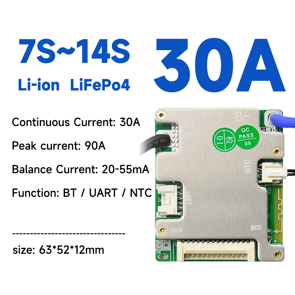Jbd BMS LiFePo4 Li-ion 4S 7S 8S 10S 13S 16S 17S 40A 50A 100A Smart BT ...