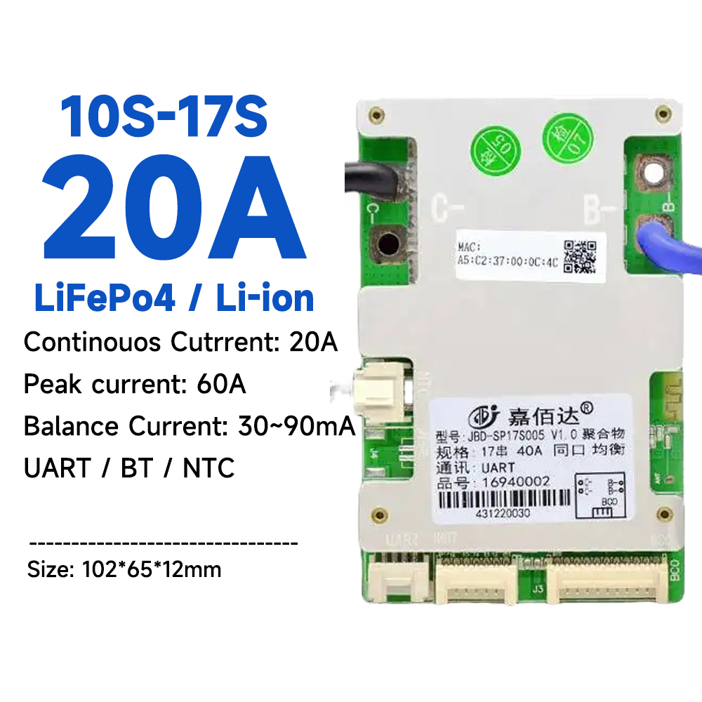 Jbd BMS LiFePo4 Li-ion 4S 7S 8S 10S 13S 16S 17S 40A 50A 100A Smart BT ...