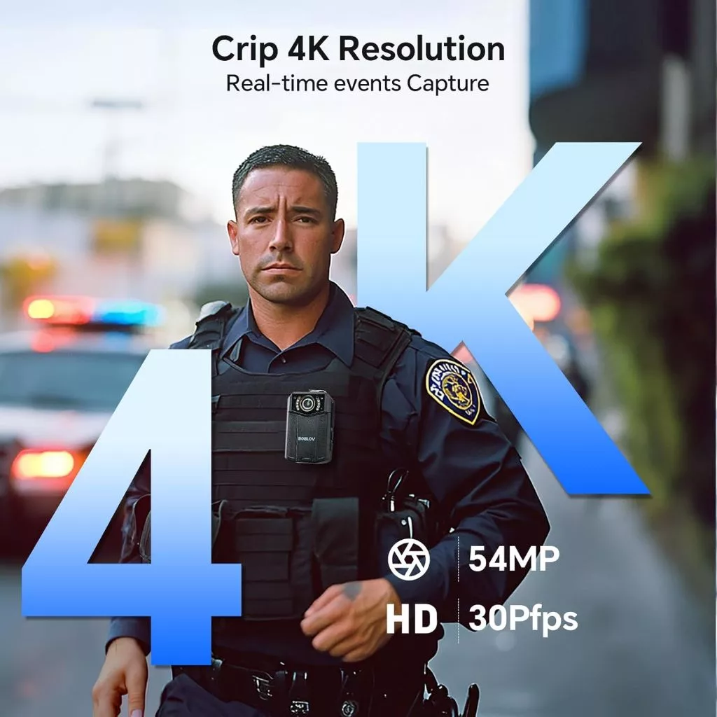 BOBLOV B4K6 Body Camera กล้อง 4K พร้อมแบตเตอรี่ 2 ชิ้น 3000mAh, 128GB Body Cam พร้อมการติดตาม GPS และแท่นชาร์จสะดวก – บันทึก 8-10 ชั่วโมงสําหรับการบังคับกฎหมาย, ผจญภัยกลางแจ้ง, กล้องติดตัวตํารวจ https://wayoza.com