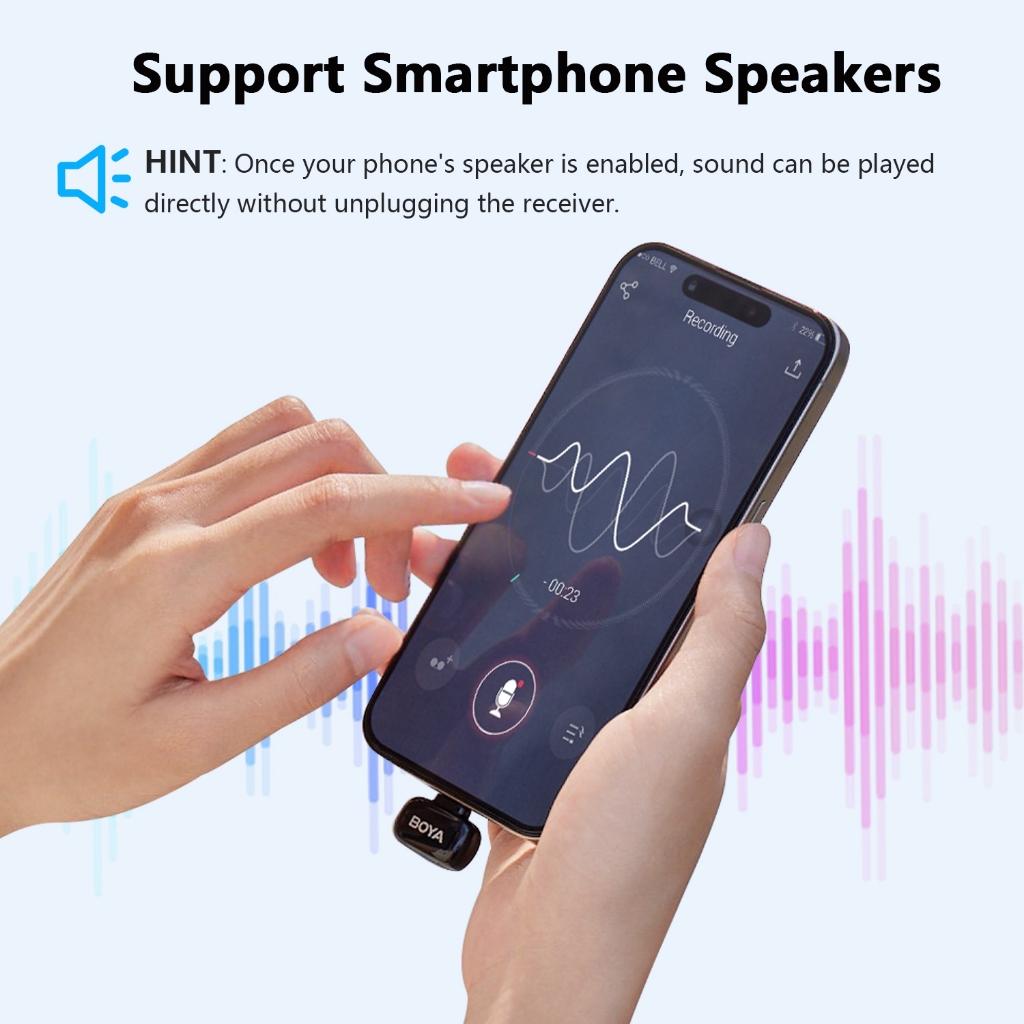 BOYA mini ไมค์ไร้สาย ตัดเสียงรบกวน ไมค์อัดเสียง เล็กที่สุด Type-C ไมค์ไอโฟน สำหรับ iPhone / Android