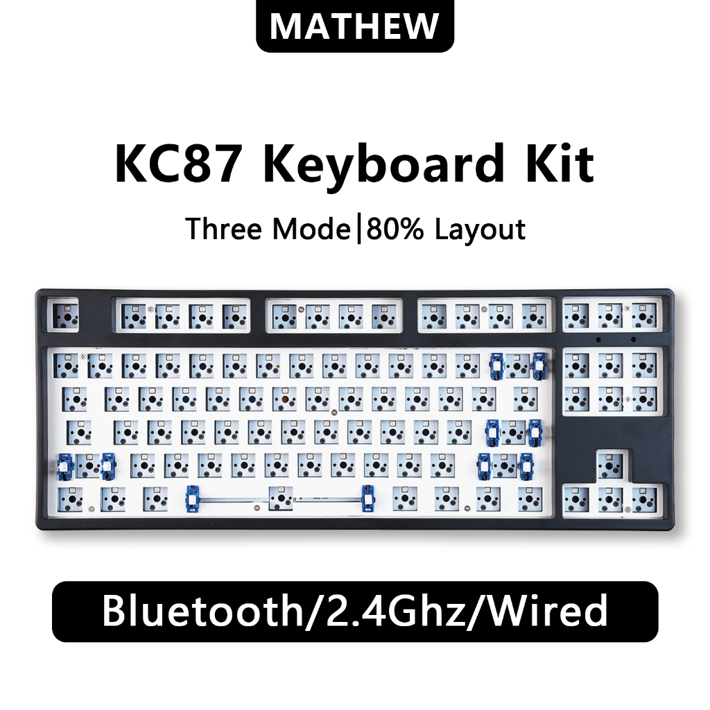 Kc87 Mechanical keyboard Kit Hot swappable 3 โหมดไร้สายบลูทูธ 3000mAh ...