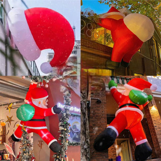 [Chất lượng ổn định] 6.56 feet Christmas Inflatable treo Santa Claus bơm hơi, độc đáo với đèn LED tích hợp, Santa Claus bơm hơi cho trang trí vườn, trang trí Giáng sinh
