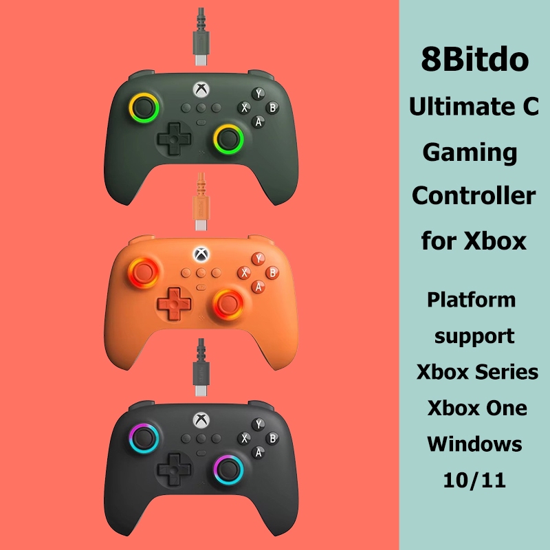8bitdo Ultimate C คอนโทรลเลอร์เล่นเกมแบบมีสายสําหรับ Xbox, RGB Lighting ...
