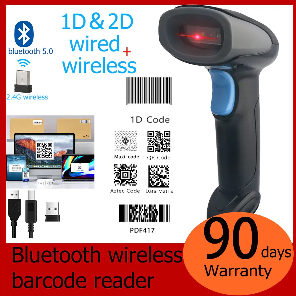 เครื่องยิงบาร์โค้ด 1D 2D QR Code เครื่องสแกนบาร์โค้ดไร้สาย laser บาร์ ...