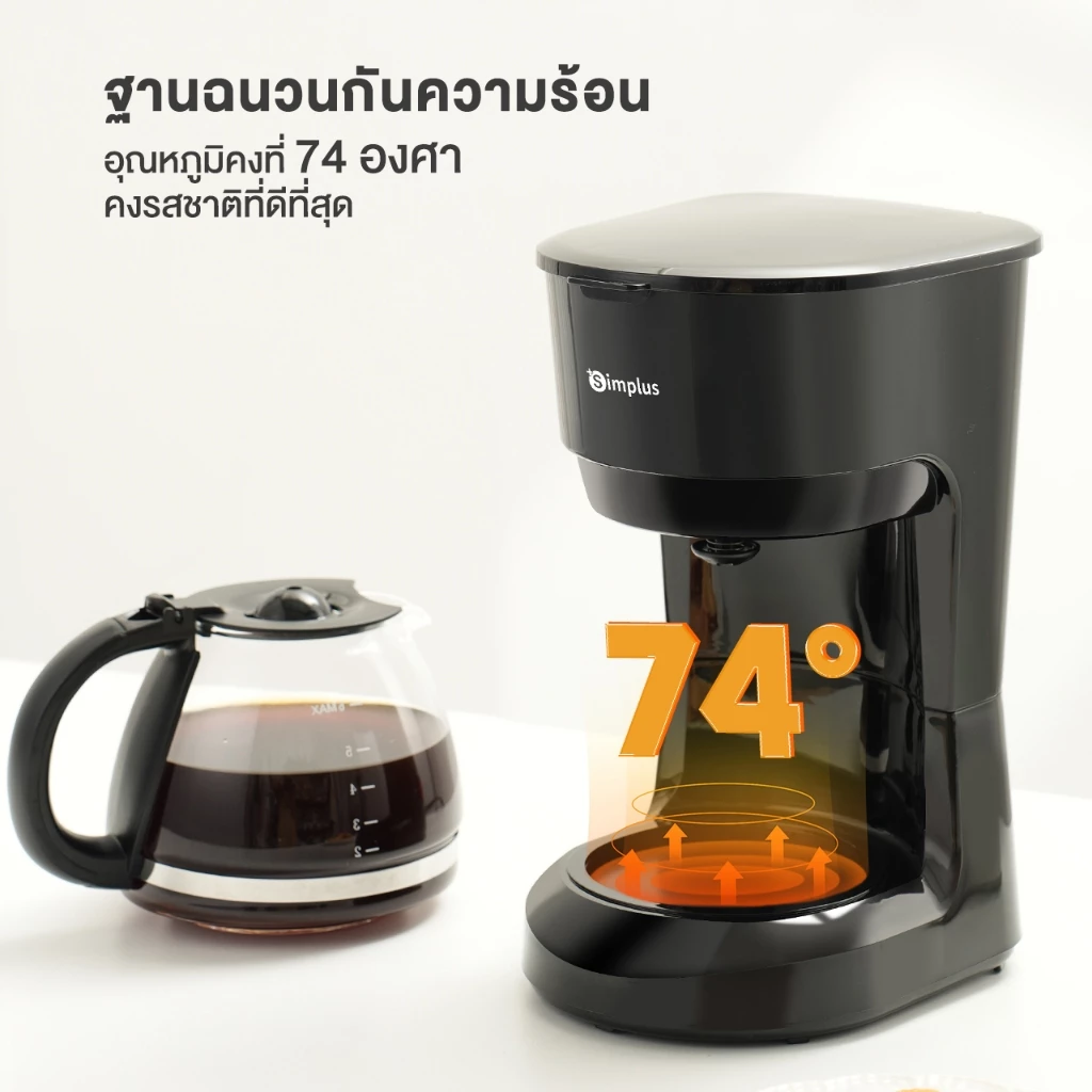 Simplus เครื่องชงกาแฟกรองหยด ความจุใหญ่ 750 มล. / 1.25 ลิตร รุ่น KFJH013 KFJH011
