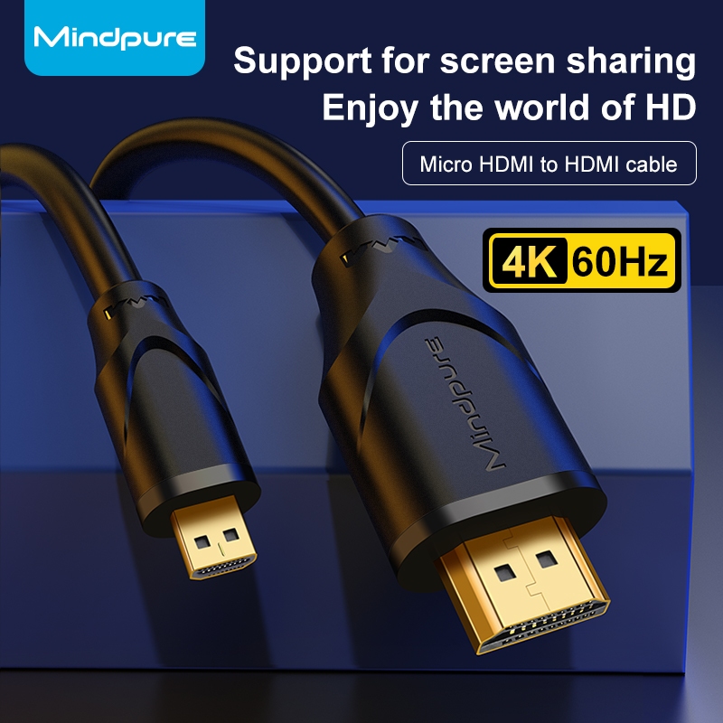⚡COD⚡Mindpure สาย Micro HDMI to HDMI 4K @ 60Hz HD สายแปลงแล็ปท็อปกล้อง ...