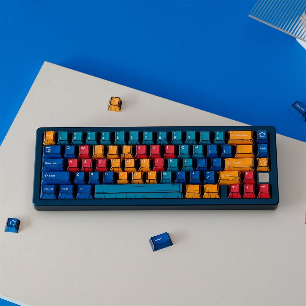 รูปแบบการ์ตูนสี Palette Keycaps PBT Dye-sub Cherry Profile Keycap ...