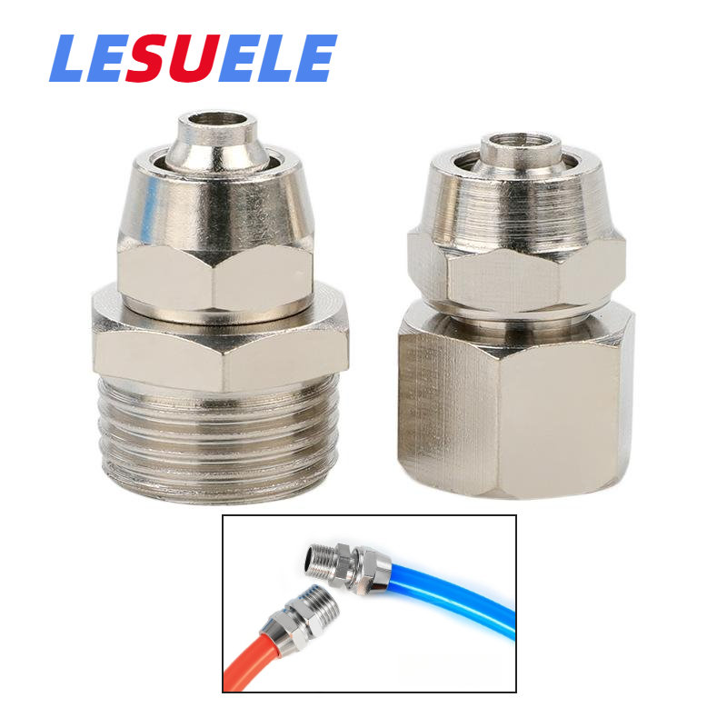 Lesu Quick Wring Joint ส่วนประกอบนิวเมติก PC8-02 ทองแดงชุบนิกเกิลล็อค ...