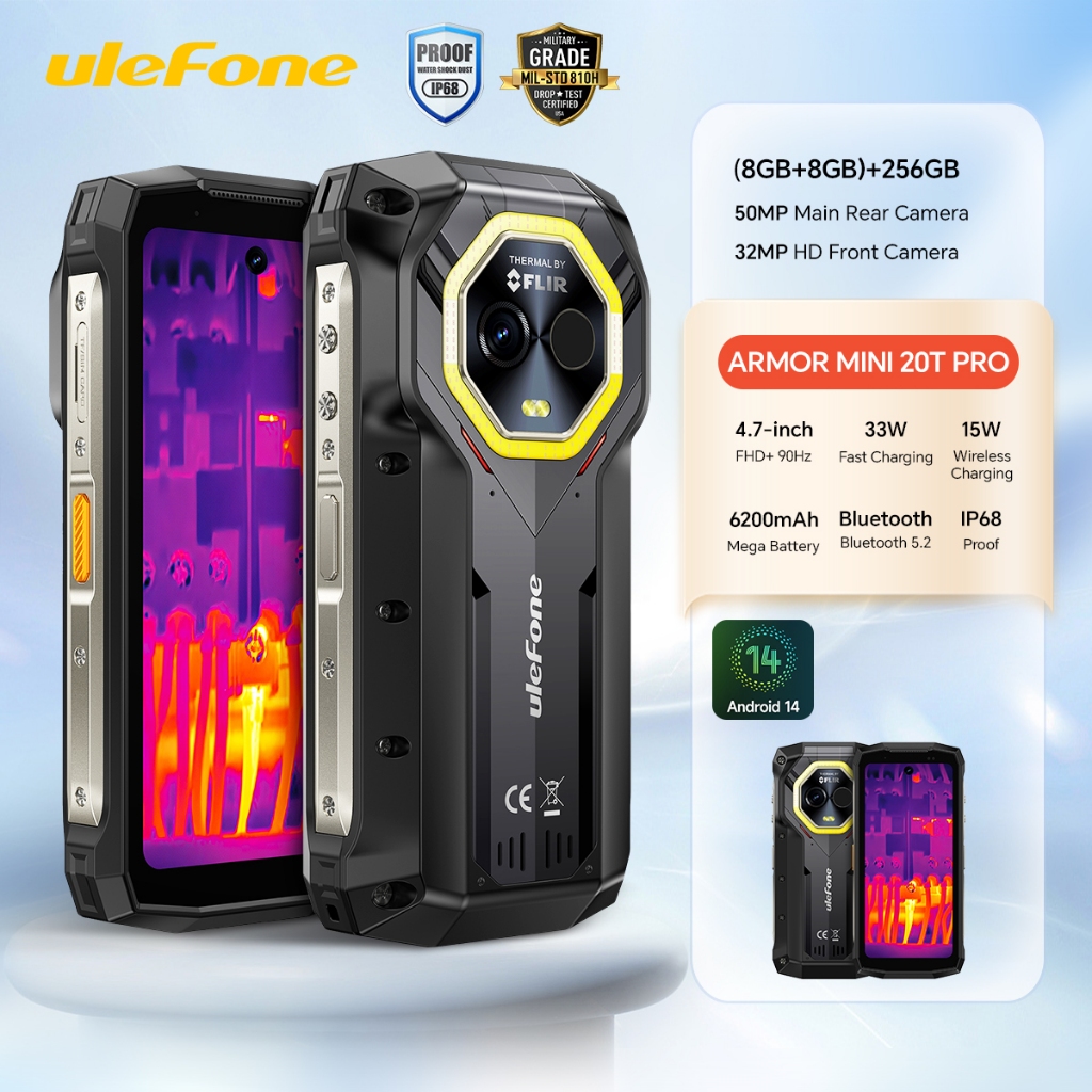 Ulefone Armor Mini 20T Pro 5G โทรศัพท์มือถือที่ทนทาน 4.7 HD+, MTK ...
