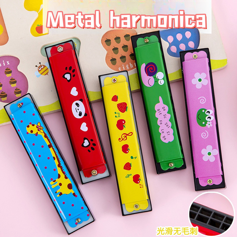 16 หลุม Double-Row โลหะ Harmonica เด็ก Harmonica เล่นเครื่องดนตรีของ ...