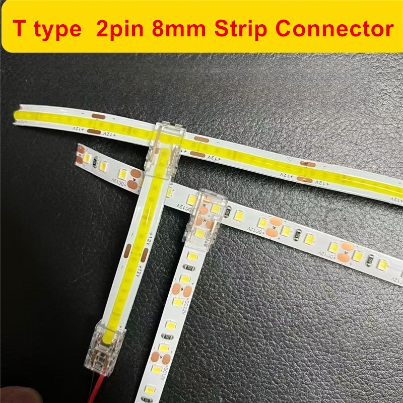 8 มม.2pin COB LED Strip Connector ไฟเทป L รูปร่าง T LED มุมตัวเชื่อมต่อ ...