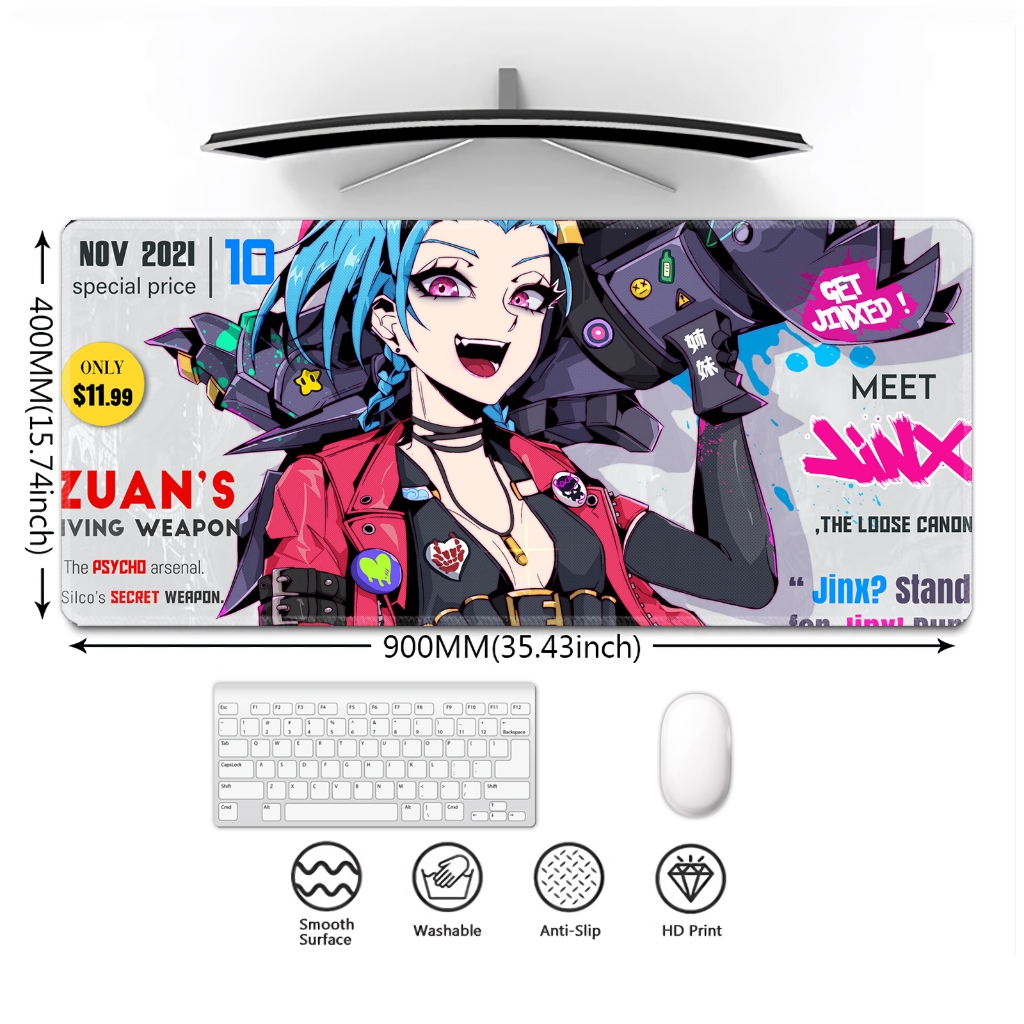 แผ่นรองเมาส์แผ่นรองโต๊ะสําหรับเล่นเกม Runaway Loli Jinx แผ่นรองเมาส์กัน ...