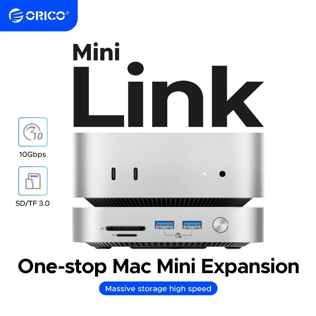 Docking Station ORICO MiniLink 40Gbps USB4 Per Mac Mini M4 – Alloggiamento SSD NVMe Fino A 8TB, 2 Porte USB-A E Audio 3.5mm, In Alluminio, Per MacBook E IMac