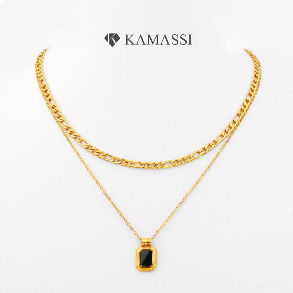 KAMASSI สร้อยคอผู้หญิง สร้อยคอหลายชั้น ไม่แพ้ง่าย ไม่ลอกดำ กันน้ำกัน ...
