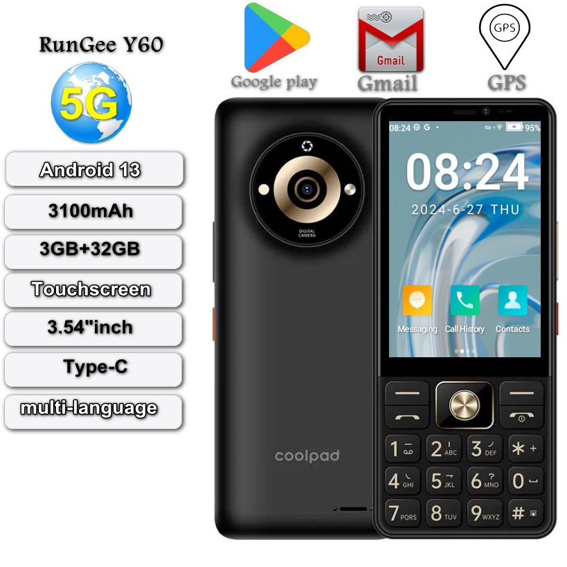 Br โปรตุเกส 5G Rungee Y60 หน้าจอสัมผัสโทรศัพท์ WiFi Hotspot 3GB + 32GB ...