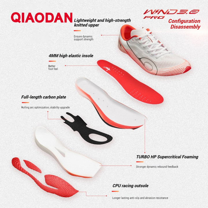 Qiaodan Wind 3.0 Pro รองเท้าวิ่งผู้หญิงมาราธอน Racing แผ่นคาร์บอน Rebound Stable QDB022252298ทีที — รองเท้ากีฬา แบรนด์ Qiaodan ของแท้ 100% เช็คราคาจาก Shopee Lazada thumbnail 2