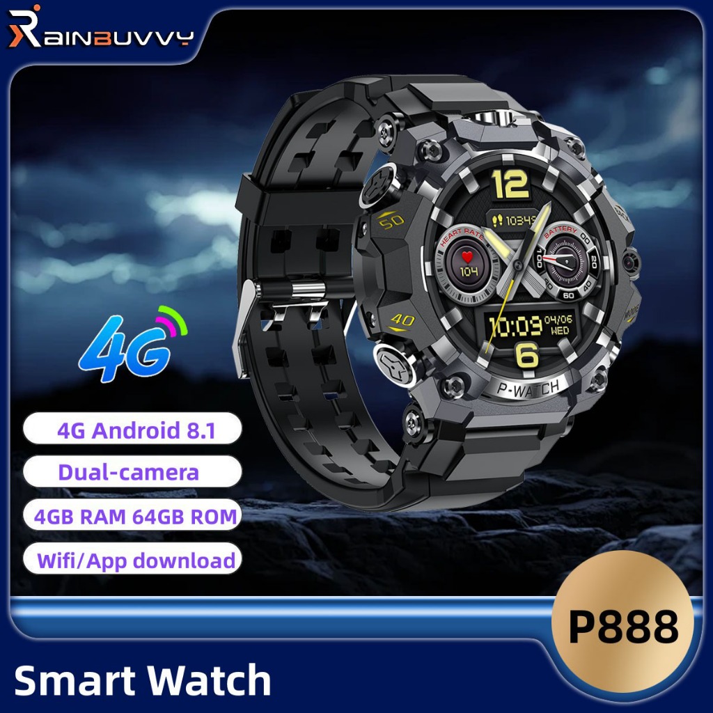 Rainbuvvy P888 4G Android 8.1 กีฬาสมาร์ทวอท์ช Quad-core พร้อม SIM 4GB ...