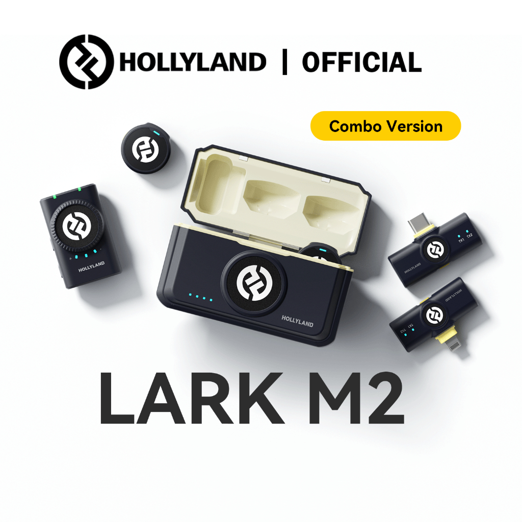 Hollyland LARK M2 ไมค์ไร้สาย ไมโครโฟนไร้สาย 24 Bit น้ําหนัก 9 กรัม สําหรับโทรศัพท์มือถือ กล้อง เวอร์ชั่น Combo
