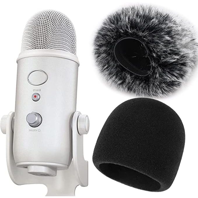 โฟมไมโครโฟนกระจกหน้ารถพร้อมกระจกขนยาว Muff - Mic Wind Cover Pop Filter ...
