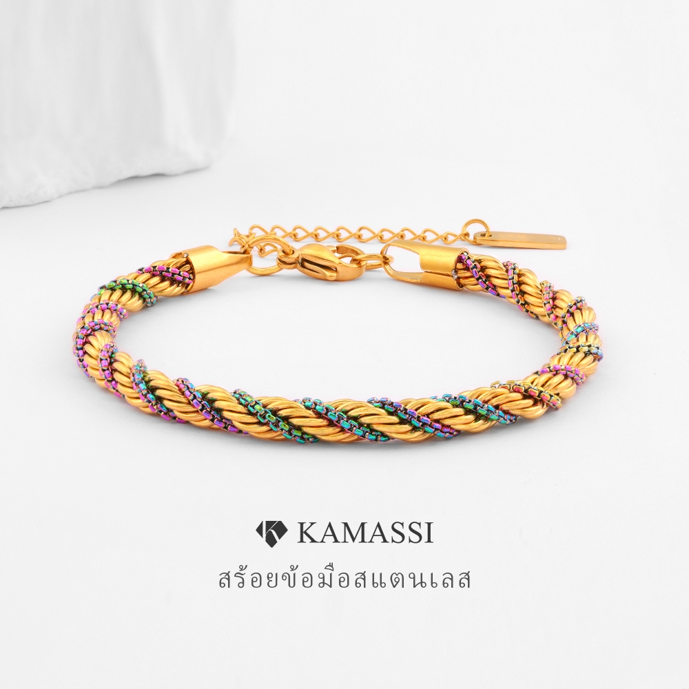 KAMASSI สร้อยข้อมือชายหญิง สเตนเลสมีสีสัน ไม่แพ้ง่าย ไม่ลอกดำ กันน้ำกัน ...