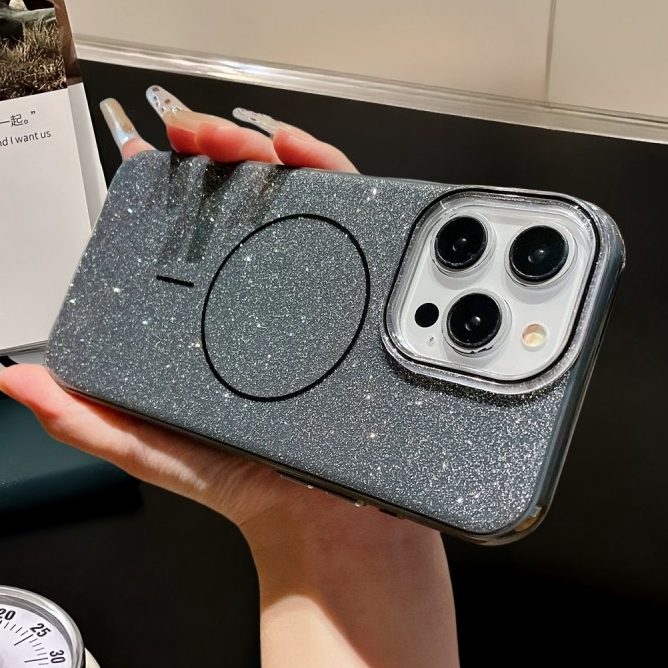 【Ultra-fine circles/Glitter IMD hard case/Black】เคส compatible for ...
