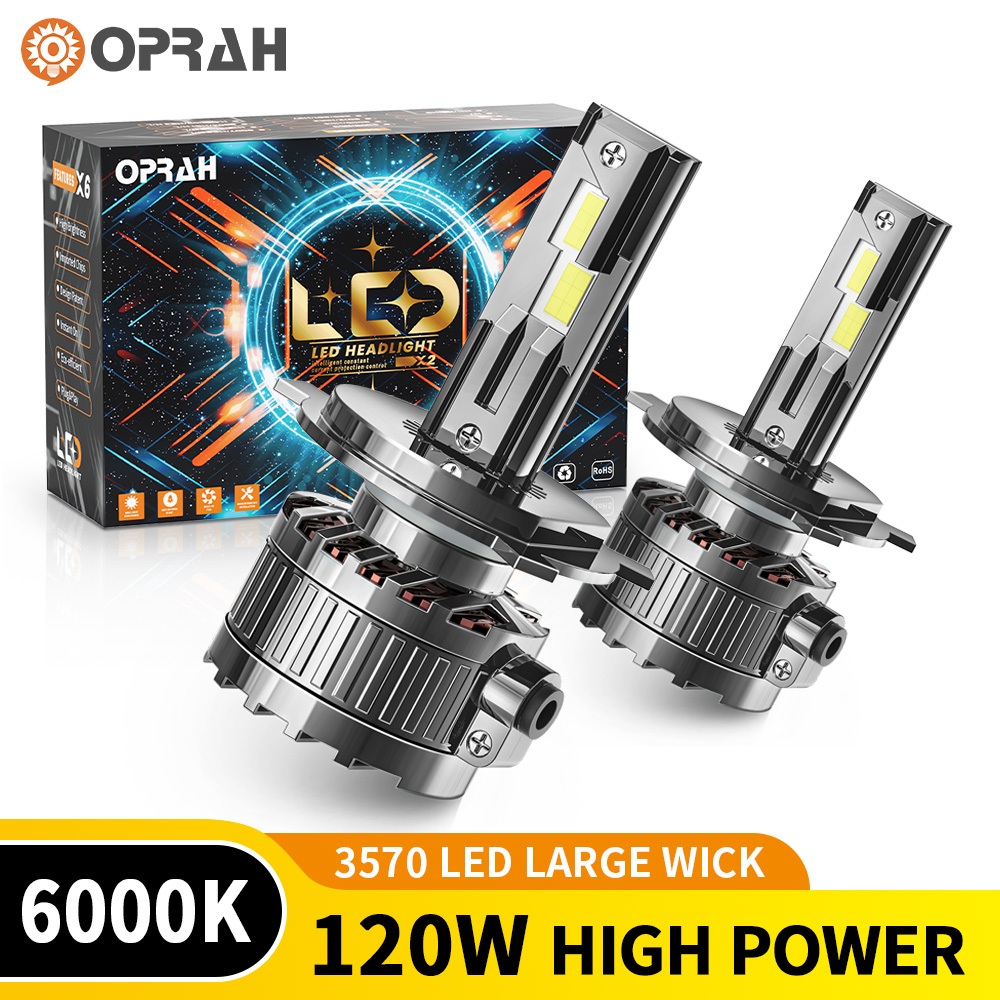 Oprah 2pcs Q15 120W High Power Super Bright H4 LED ไฟหน้า 3570 ไฟหน้า ...