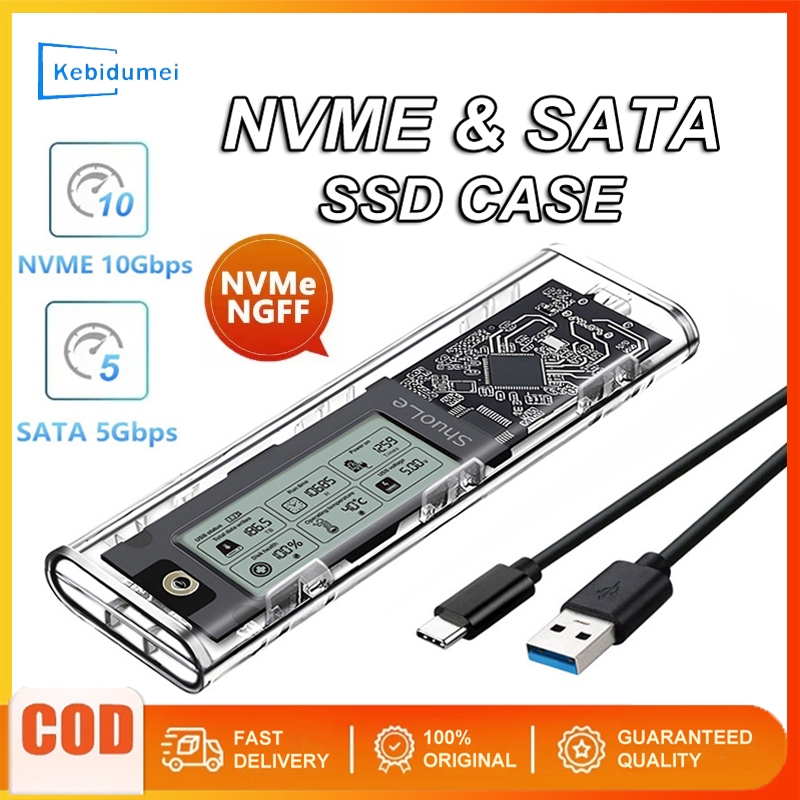 M.2 NVME NGFF SATA Dual Protocol SSD Enclosure ฮาร์ดไดรฟ์โปร่งใสกรณี ...