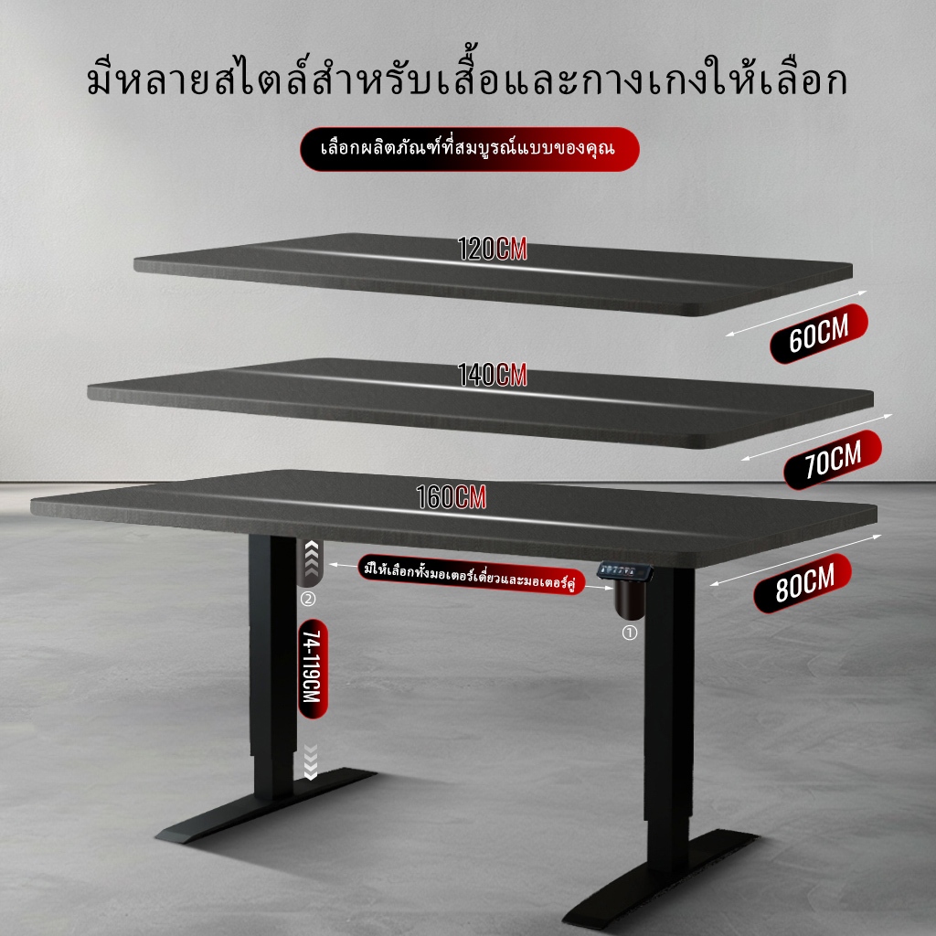 SYLERBO โต๊ะทำงานไฟฟ้าปรับความสูงได้แบบมอเตอร์คู่, ท็อปไม้ไพลินหนาและกว้าง 18 มม., โต๊ะออกแบบตามหลักสรีรศาสตร์แบบสองคานสำหรับเล่นเกมและสำนักงานที่บ้าน