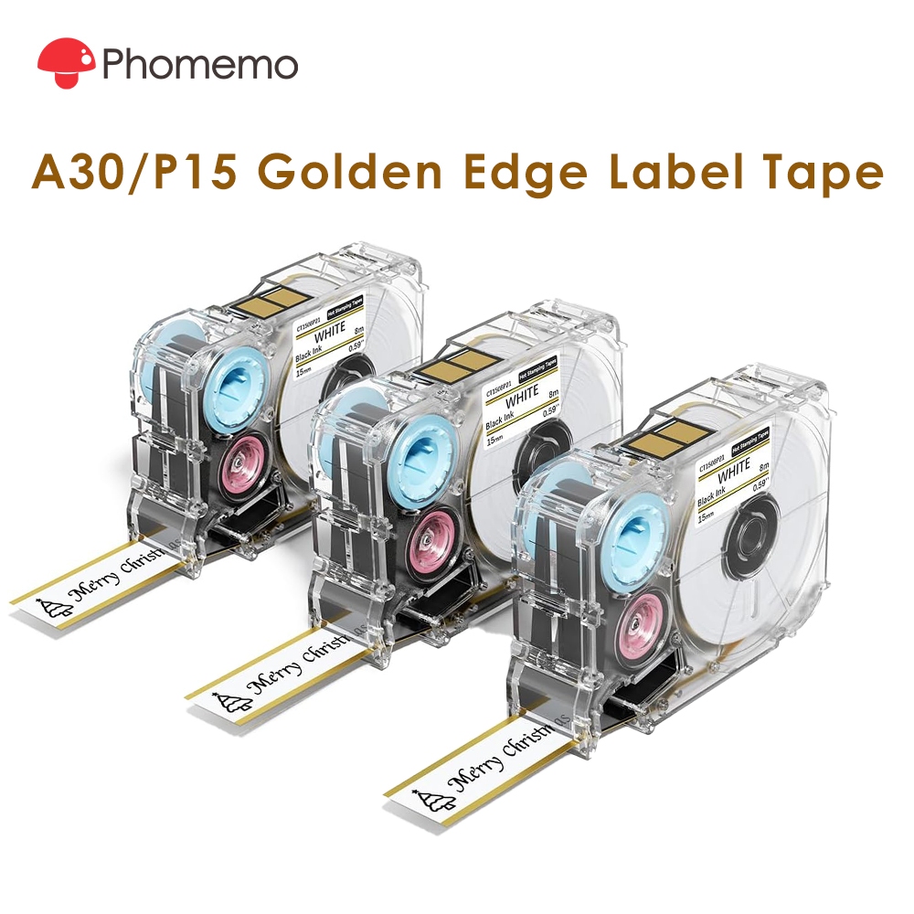Phomemo A30/P15 Label Maker เทปขอบสีทอง,สติ๊กเกอร์ต่อเนื่องแบบมีกาวใน ...