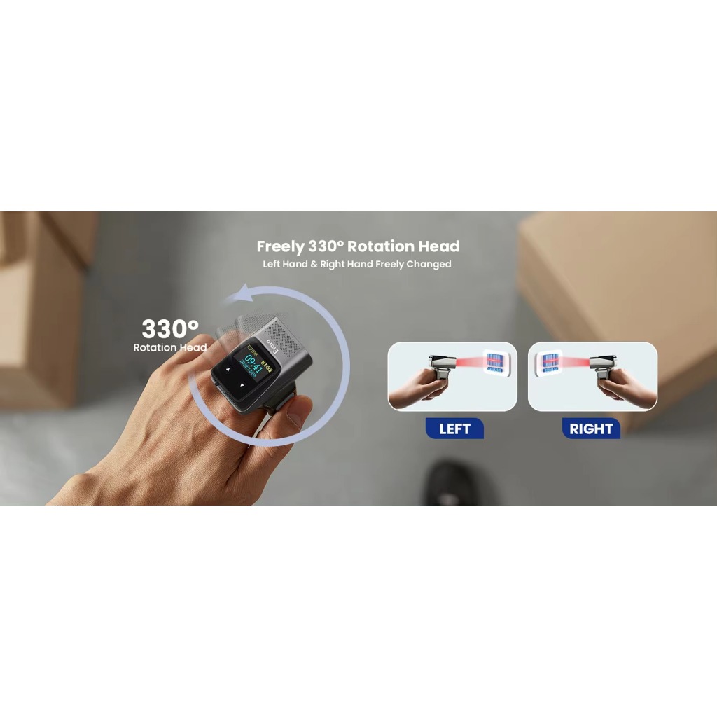 Eyoyo EY-038 2D บลูทูธแหวน Barcode Scanner พร้อมหน้าจอ Mini สวมใส่ไร้ ...
